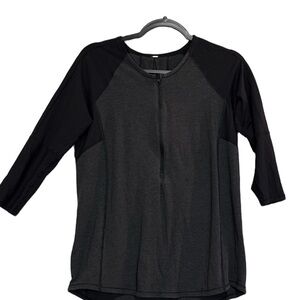 Lululemon Spincity Half Zip T Shirt Gray Black Women's